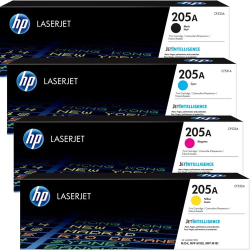 HP 205A / CF530A / CF531A / CF532A / CF533A Toner Sparset schwarz, cyan, magenta - Afbeelding 1 van 4