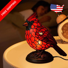 Cardinal Lamp Red Resin Birds Night Light Handmade Resin Table Lamp W/batteries