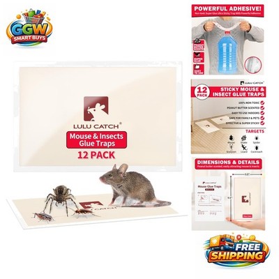 12 Pack Non-Toxic Sticky Mouse Traps with Irresistible Peanut Butter Scent