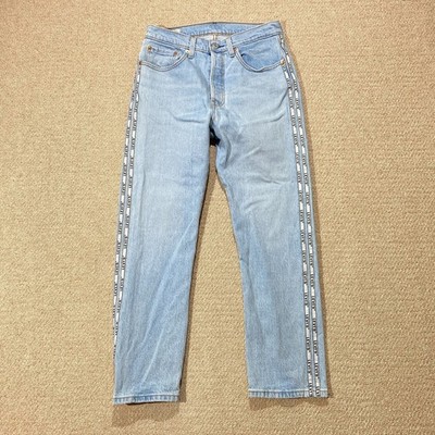 Levis 501 Jeans Damen 26x26 Light Wash Taped Seams Straight Premium Denim