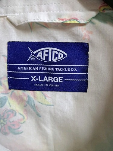 AFCO All Over Print Angelhemd Herren XL Kurzarm Knopf Blumen Camp Resort - Bild 3 von 7