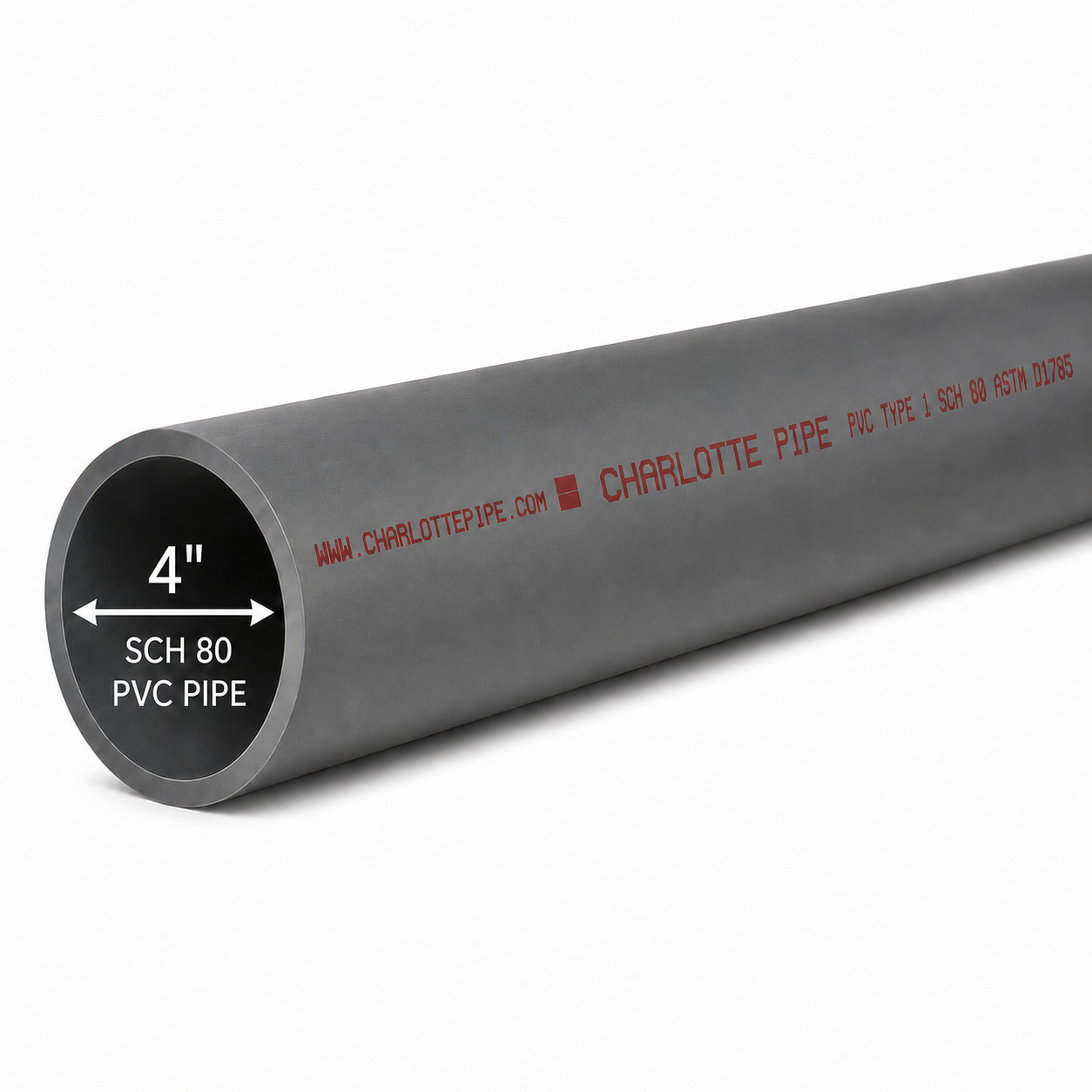 4" Schedule 80 PVC Pipe | Gray | Custom Cut Lengths 4"-96" | Pressure Rated
