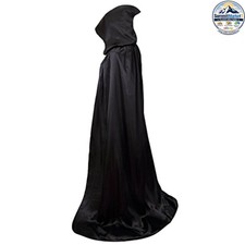 Hooded Halloween Cape Unisex Adult Black Cloak Costume For Christmas Parties