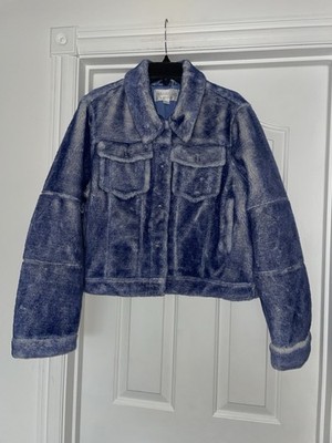 DONNA SALYERS FABULOUS FURS FAUX DENIM FUR JACKET SZ XL NWD See Description