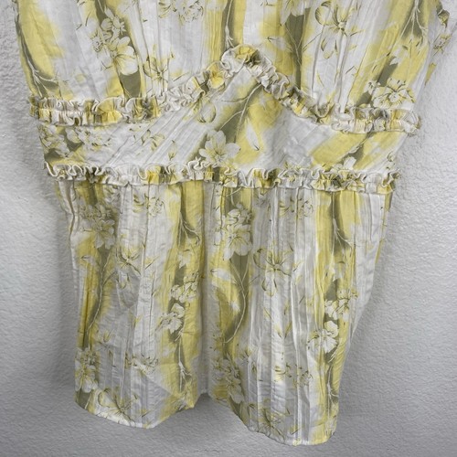 Cato Top Women's Yellow Sz L Babydoll Sleeveless Floral Romantic Bloomcore Fairy - Picture 4 of 7