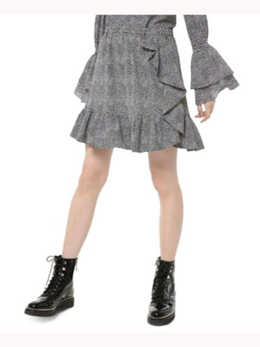 MICHAEL KORS Womens Black Houndstooth Short Ruffled Skirt XXL - Picture 1 of 3
