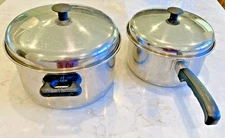 Vintage Vollrath Lo-Heet 4 Qt Stainless Steel stock Pot & Lid, 3Qt saucepan/lid