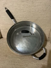 SIMPLY CALPHALON Stainless Steel 3 Quart Saute Pan w/ Glass Lid ~ Model #5003