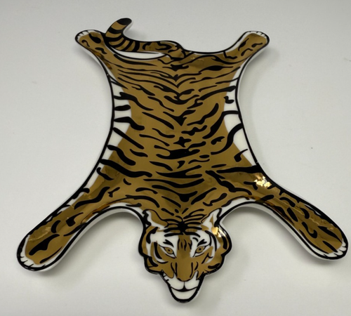 Jonathan Adler Porcelain Trinket Dish Tray Tiger Gold & Black 7 1/4 x 4 7/8" - Picture 3 of 9
