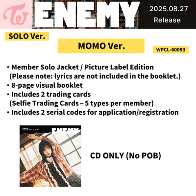 TWICE JAPAN 6th ALBUM ENEMY ALL Ver. ONCE JAPAN SOLO OFFICAL CD