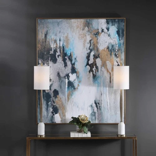 Uttermost 36058 Stormy 61" x 51" Framed Abstract Painting on - Blue - Picture 2 of 7