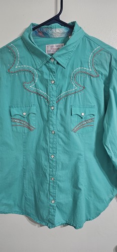 Camicia western Panhandle donna ricamata a scatto con perle grande impreziosita da acqua - Foto 3 di 15
