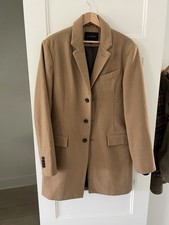 Banana Republic Mens Size M Wool Topcoat Overcoat Camel Tan Peacoat
