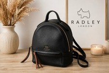 Radley London Black Leather Mini Backpack Rucksack Bag Gold Hardware