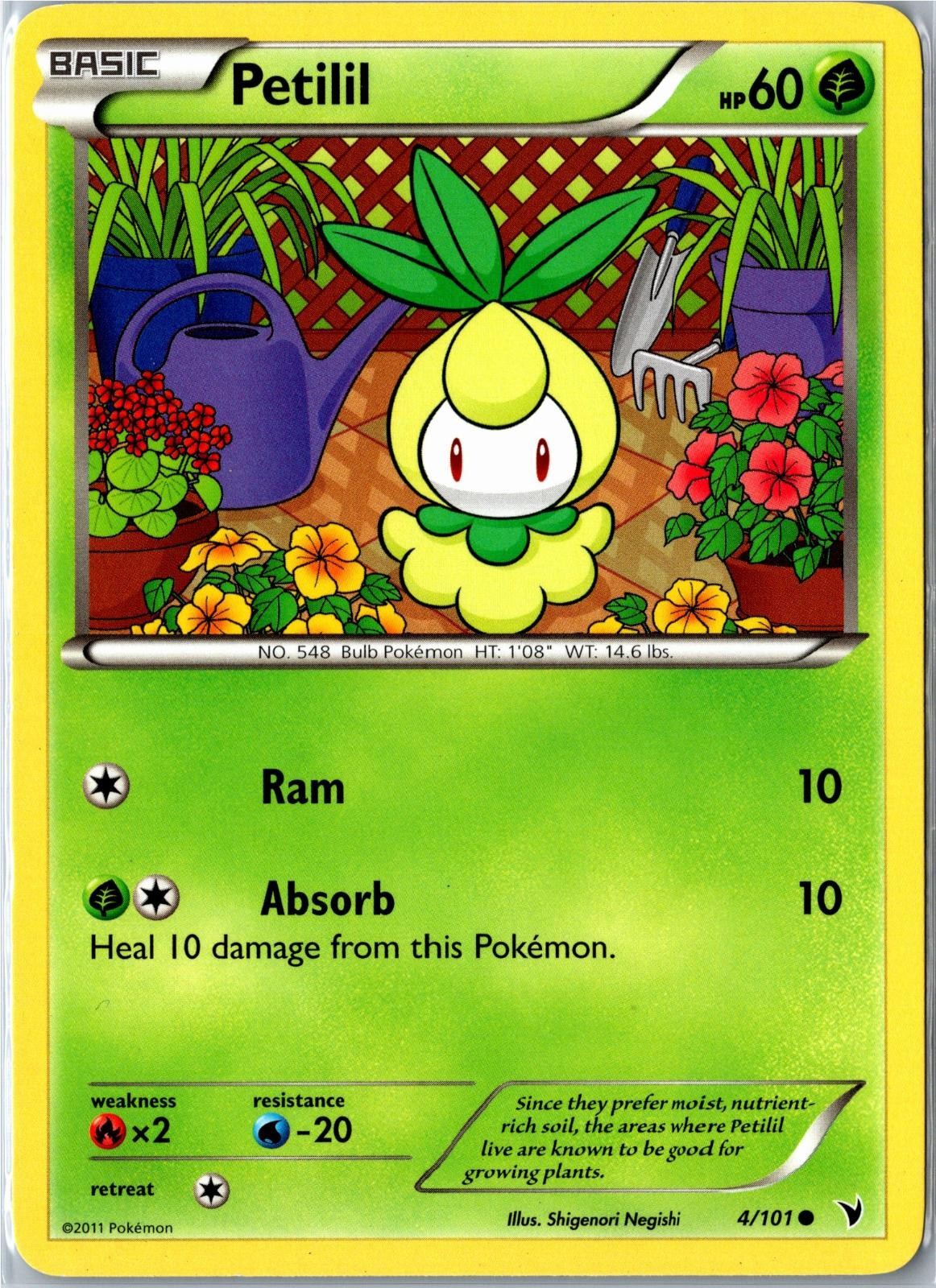 Pokemon Card - Petilil Noble Victories 4/101 2011 Common Moderately Played
