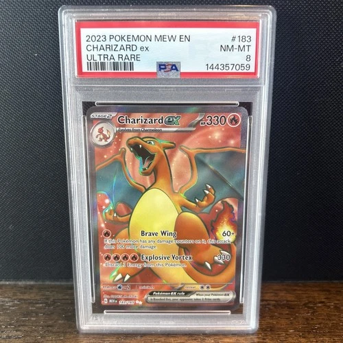 2023 Pokémon TCG Charizard EX Ultra Rare Holo Card PSA 8, 183/165
