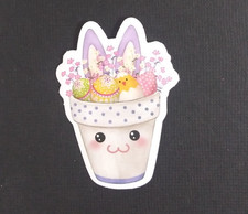 Purple Bunny Easter Flower Pot Easter Sticker 2" x 1.5" N