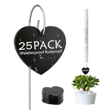 25-Pack Iron Metal Heart Shaped Garden Markers Weatherproof Metal Plant Labels 