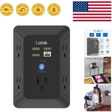 Compact Surge Protector with 5-Outlet Power Strip and 4 USB Ports for Travel