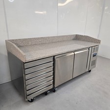 Pizza Counter Double Door 7 Dough Drawers Kitchen Food Prep Commercial Cateri...