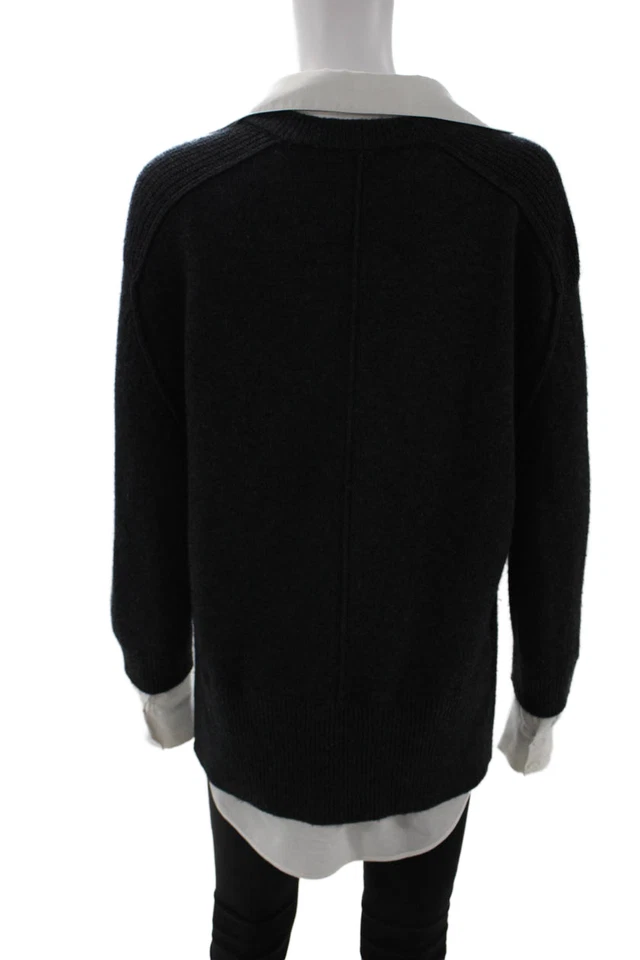 Suéter Pullover Brochu Walker Mujer Negro Lana Cachemira Manga Larga Talla S Foto 3 de 4