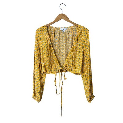 Rhode x Target Yellow Floral Tie-Front Crop Top