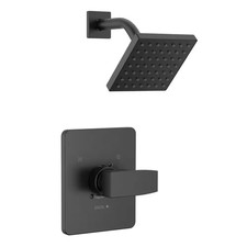 Modern Angular 1-Handle Wall Mount Shower Only Trim Kit in Matte Black Valve No