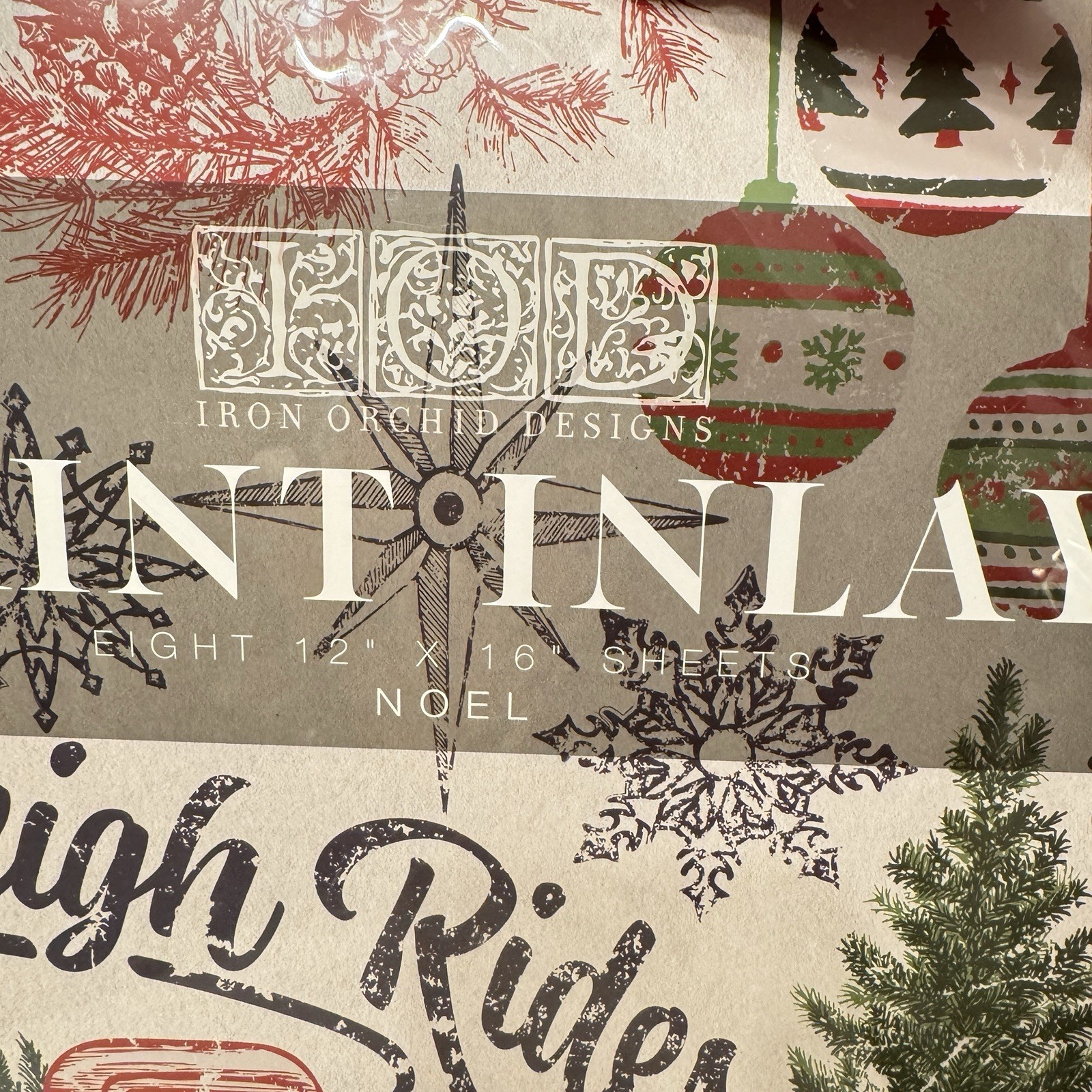 Iron Orchid designs IOD Paint Inlay (Noel) Eight 12 X 16 Sheets NEW