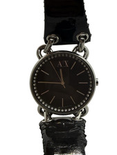 AX Armani Exchange Orologio Donna Argento Bracciale Pelle Nero AX3078 Acciaio Inox