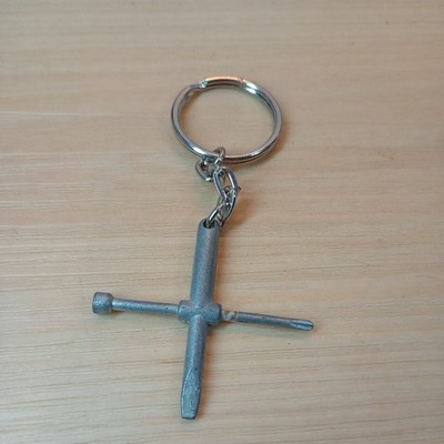 Vtg Multi Tool Keychain Zipper Pull Metal Pocket Wrench Screwdriver Keychain 