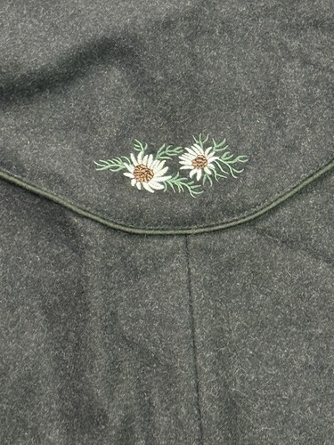 Wolfstaedter Loden Dark Gray/Green Coat Embroidery Detachable Hood Size 50 - Picture 7 of 9