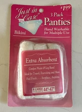VTG ‘Just in Case’ Women’s Bikini Panties Extra Absorbent 3 Pack XL NOS NEW