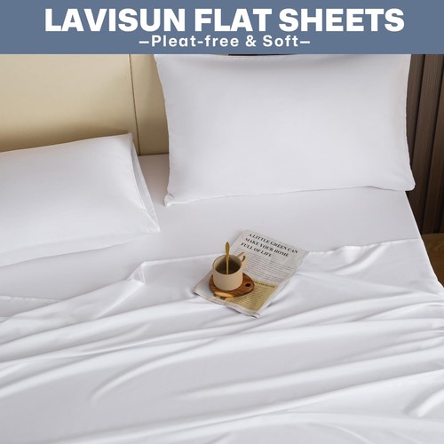 Twin Flat Sheets 6 Pack,White Brushed Microfiber Bed Sheets, Soft & Breathabl... - Picture 7 of 9