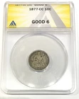 1877 CC carson city seated liberty dime - ANACS slabbed g6