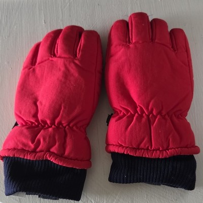 Lands' End Men's S Red/Black Ski Gloves Nylon Lined Knit Cuff Wrist