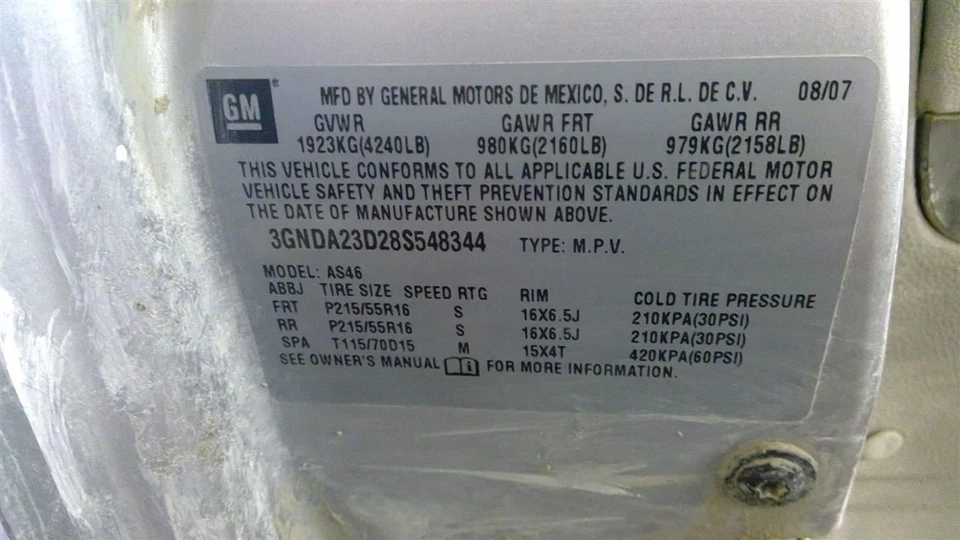 Cilindro maestro de freno sin control activo de freno compatible con 06-08 HHR 1704114 Foto 4 de 4