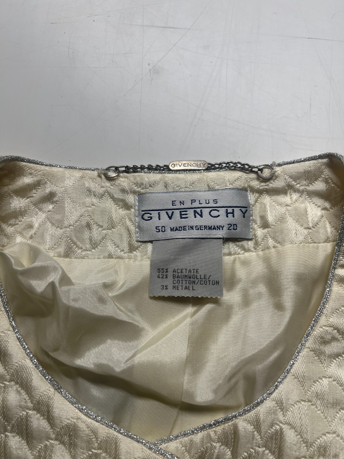 Givenchy Blazer Beige Silver Button Front Collarl… - image 5