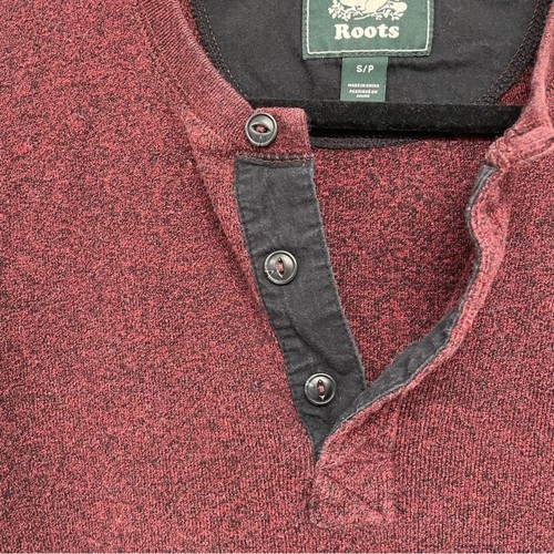 Roots Canada Burgundy Henley Thermo Herren Hemd S Herbst Langarm warm kuschelig - Bild 7 von 9