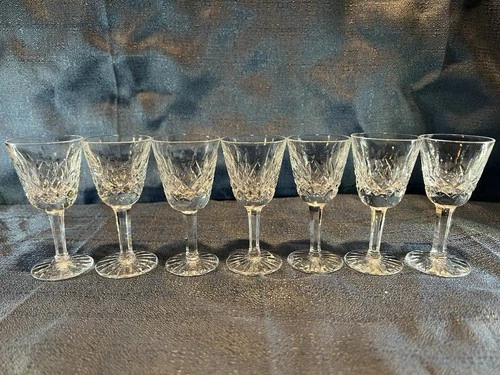 Set of seven 7 vintage Waterford Crystal cordial / sherry/ Aperitif Glasses 3.5”