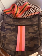 Haute Shore Blake Showoff Neoprene Crossbody Bag Camo Pink Orange Stripe