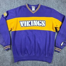Vintage Minnesota Vikings NFL Sweatshirt Men Medium Purple 90s VNeck Embroidered