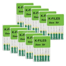 10 packs Dental Endo Root Canal File K-FILES Stainless Steel Hand Use 25 mm