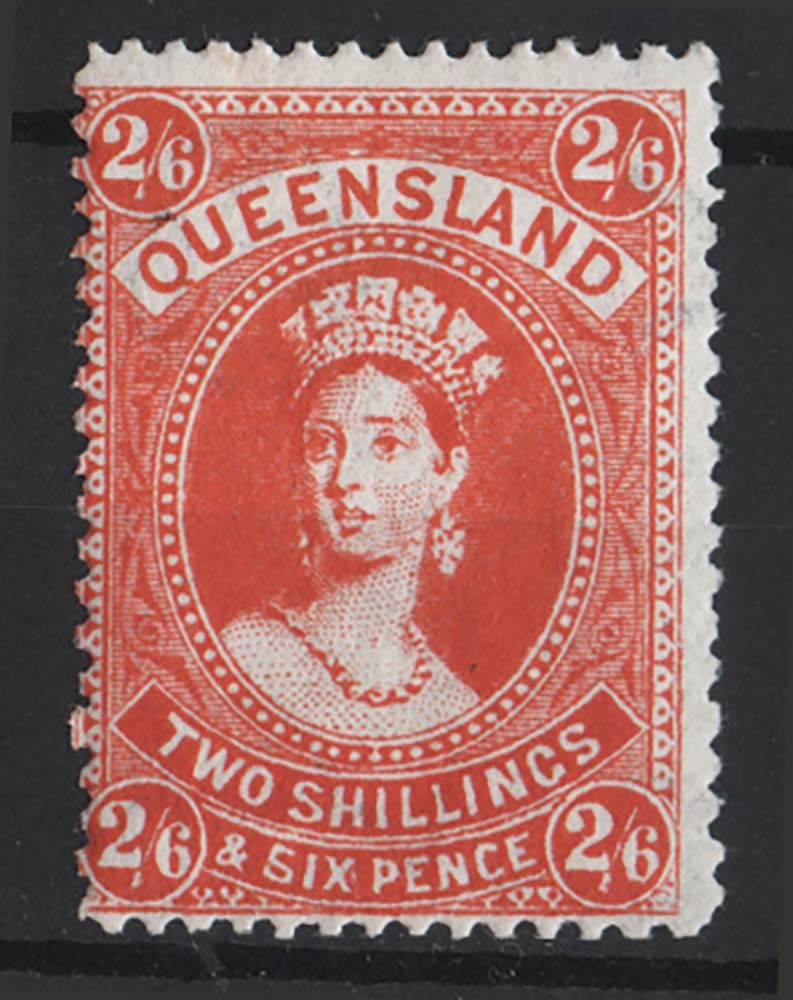 Queensland 1903 2/6d vermilion wmk type 6 crown/Q s/w perf 12½/13 sg270 very …
