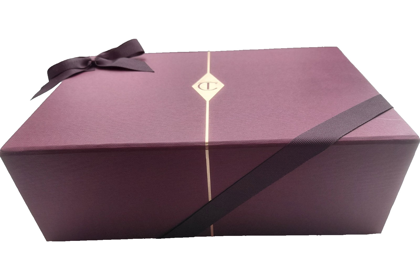 CHARLOTTE TILBURY LARGE GIFT BOX & Maroon Ribbon Bow  23.5CM X 15.5CM X 8CM  NEW