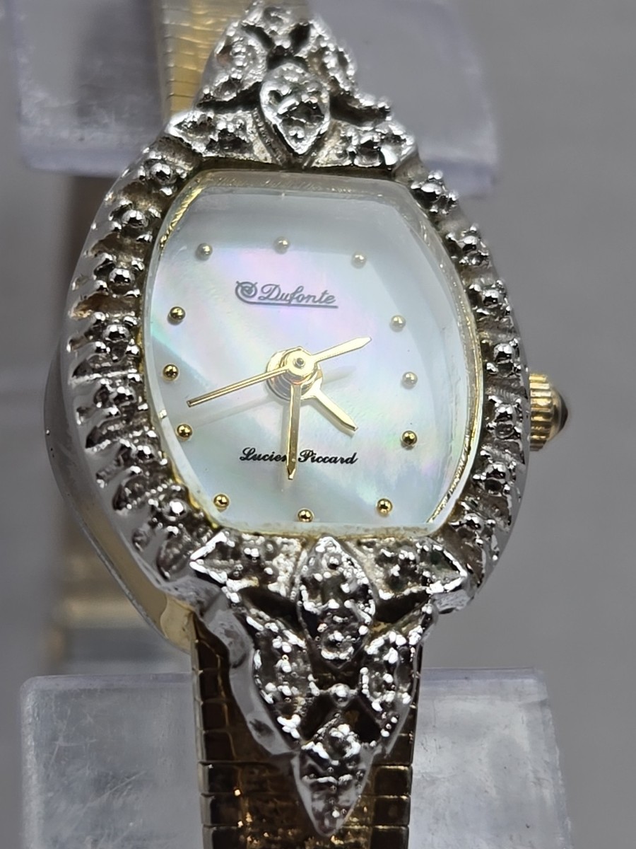 Dufonte Lucien Piccard Womens Diamond Watch Gold Tone Dainty 