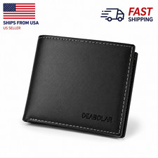 Men's Slim Bifold Wallet Leather RFID Blocking Thin Credit Card Holder