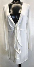 Nasty Gal White Knotted Plunge Front Dress Long Sleeve Size XL