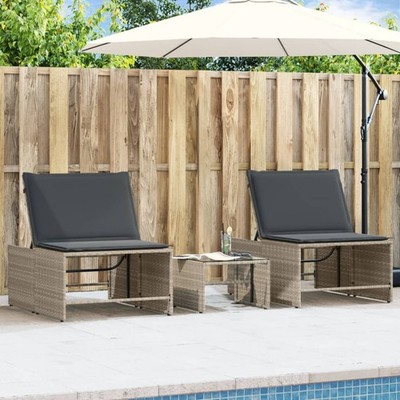 Sonnenliege Sonnenbett Gartenliege Liege 2 Stk. mit Tisch Poly Rattan vidaXL