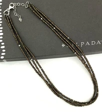 SILPADA Sterling Silver 3 Strand BRONZE Glass Bead Necklace~#N1571~RETIRED!