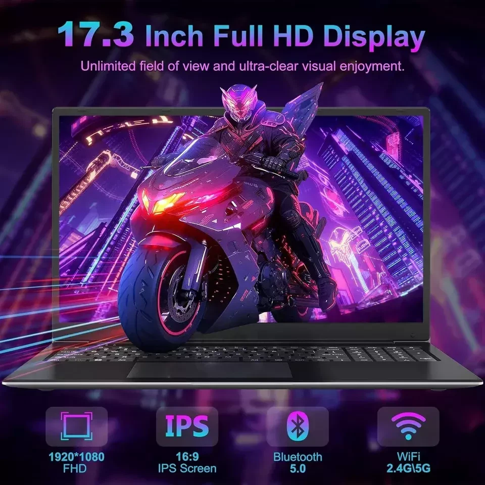 SGIN Portable Windows 11 Laptop 17,3 Zoll IPS 4GB 128GB SSD Intel Dual-Core - Bild 2 von 4